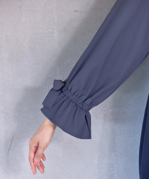 【アウトレット】リボン袖ニットコンビチュニック