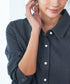 【クリアランスセール】ウール調パールボタンシャツチュニックブラウス