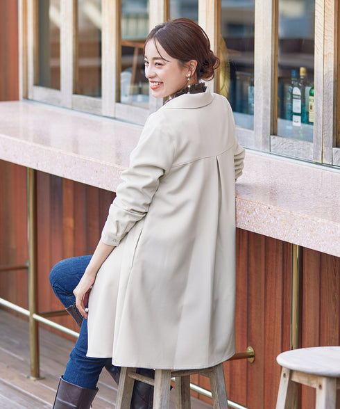 【クリアランスセール】ウール調パールボタンシャツチュニックブラウス