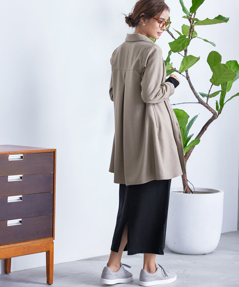 【クリアランスセール】ウール調パールボタンシャツチュニックブラウス