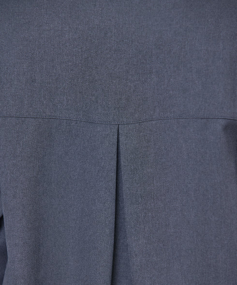 【クリアランスセール】ウール調パールボタンシャツチュニックブラウス