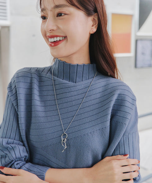 【アウトレット】【新色追加】ランダムリブ編みドルマンニットチュニック