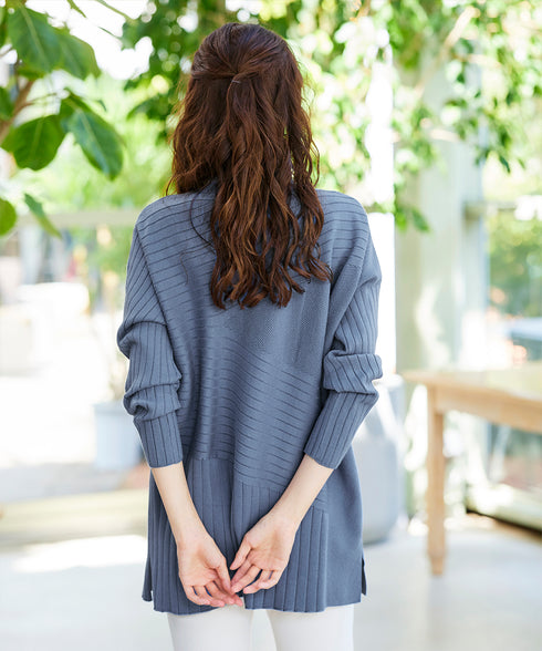 【アウトレット】【新色追加】ランダムリブ編みドルマンニットチュニック