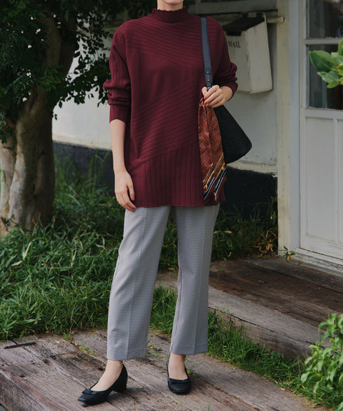 【アウトレット】【新色追加】ランダムリブ編みドルマンニットチュニック