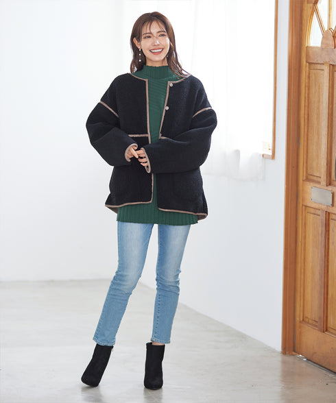 【アウトレット】【新色追加】ランダムリブ編みドルマンニットチュニック