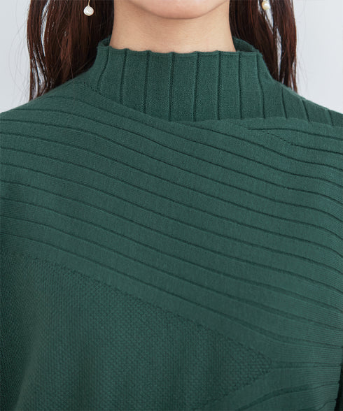 【アウトレット】【新色追加】ランダムリブ編みドルマンニットチュニック