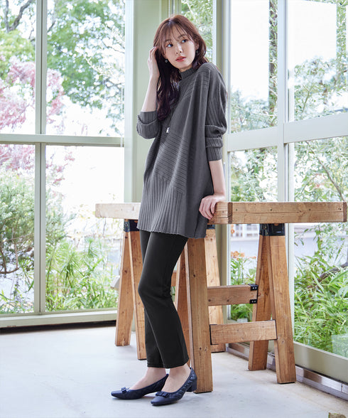 【アウトレット】【新色追加】ランダムリブ編みドルマンニットチュニック