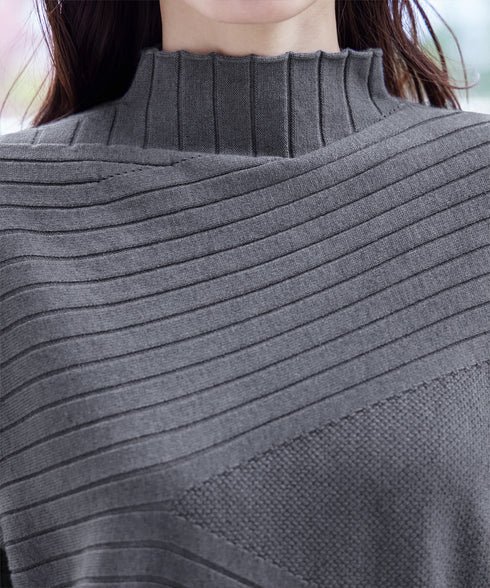 【アウトレット】【新色追加】ランダムリブ編みドルマンニットチュニック