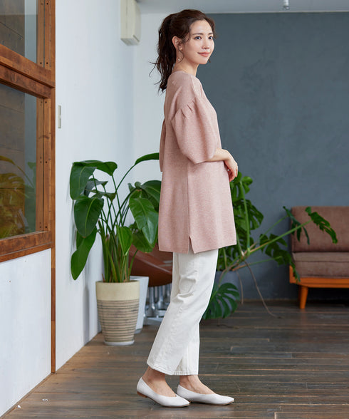 【アウトレット】タックベルスリーブニットチュニック