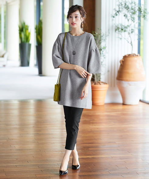 【アウトレット】タックベルスリーブニットチュニック