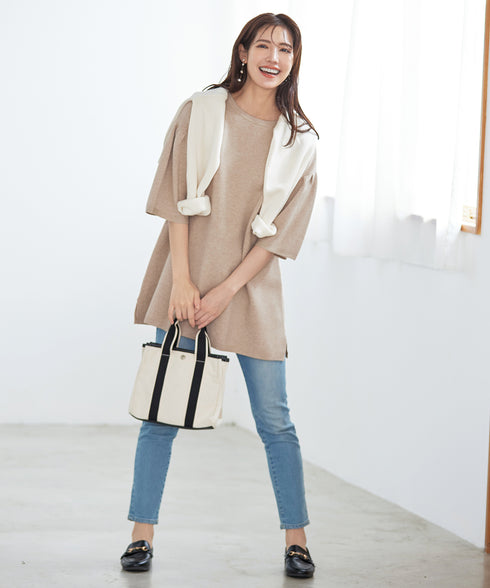 【アウトレット】タックベルスリーブニットチュニック