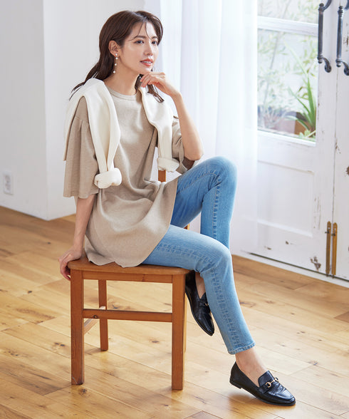 【アウトレット】タックベルスリーブニットチュニック