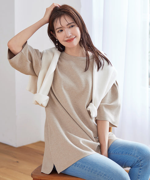 【アウトレット】タックベルスリーブニットチュニック