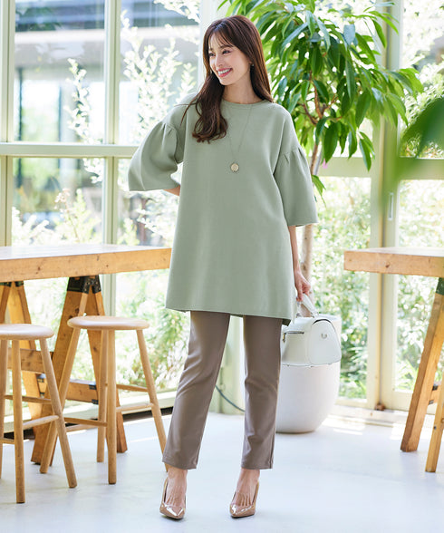 【アウトレット】タックベルスリーブニットチュニック