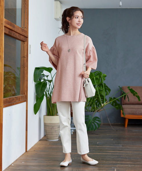 【アウトレット】タックベルスリーブニットチュニック