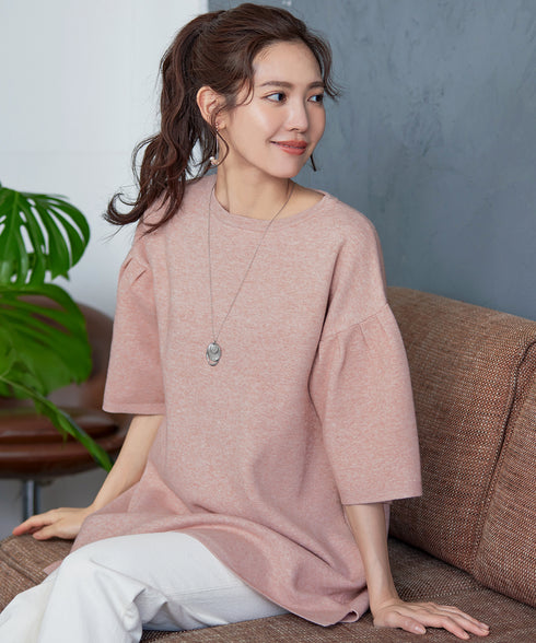 【アウトレット】タックベルスリーブニットチュニック