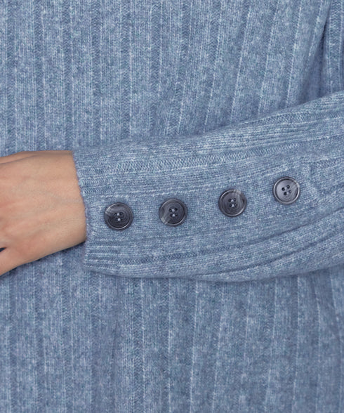 【アウトレット】袖ボタンメランジニットチュニック