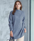 【アウトレット】袖ボタンメランジニットチュニック