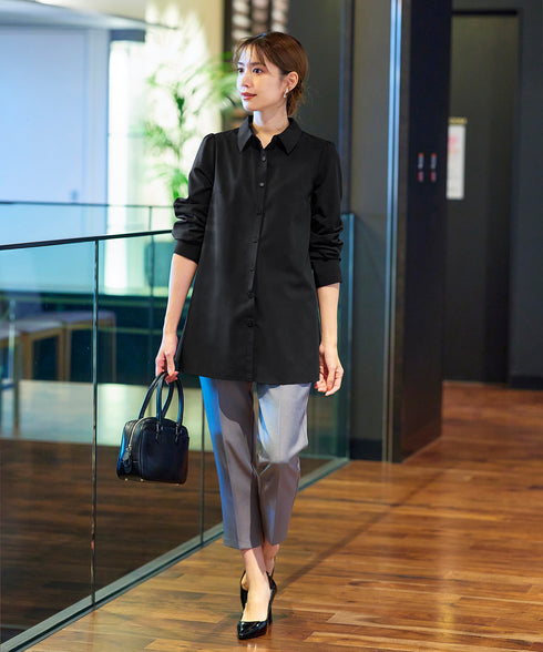 【アウトレット】フレアシャツチュニックブラウス