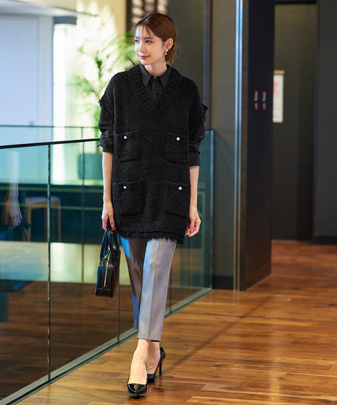 【アウトレット】フレアシャツチュニックブラウス