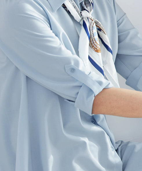 【アウトレット】フレアシャツチュニックブラウス