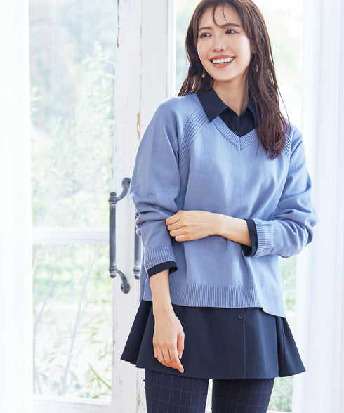 【アウトレット】フレアシャツチュニックブラウス