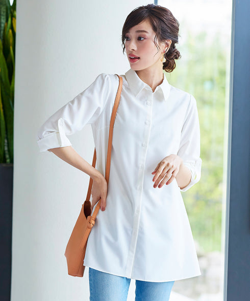 【アウトレット】フレアシャツチュニックブラウス