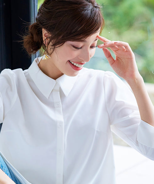 【アウトレット】フレアシャツチュニックブラウス