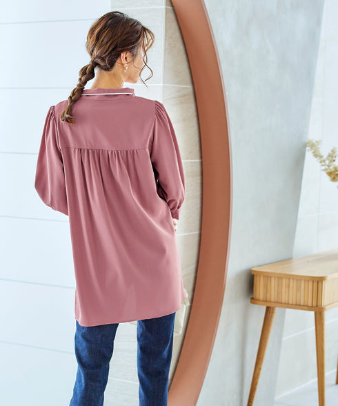 【アウトレット】配色ボウタイチュニックブラウス