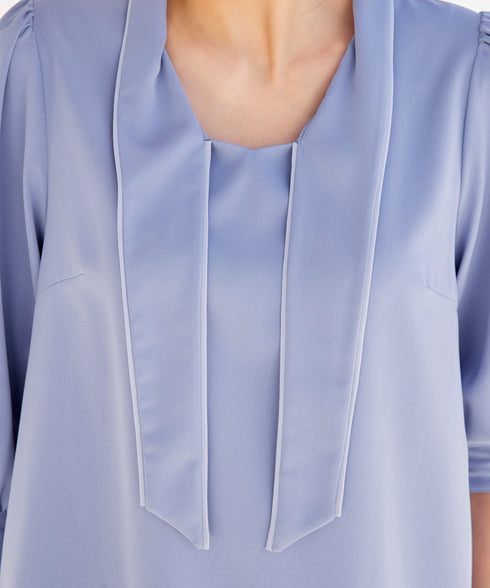 【アウトレット】配色ボウタイチュニックブラウス