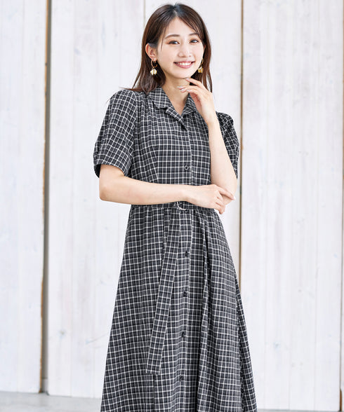 【アウトレット】開襟シャツワンピース