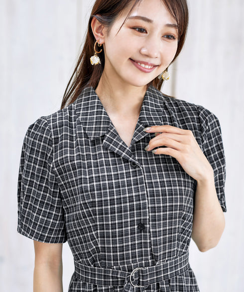 【アウトレット】開襟シャツワンピース