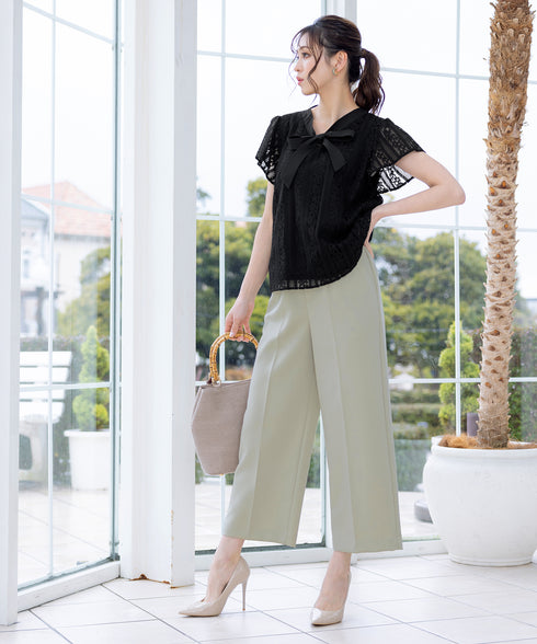 【アウトレット】ボウタイレースブラウス