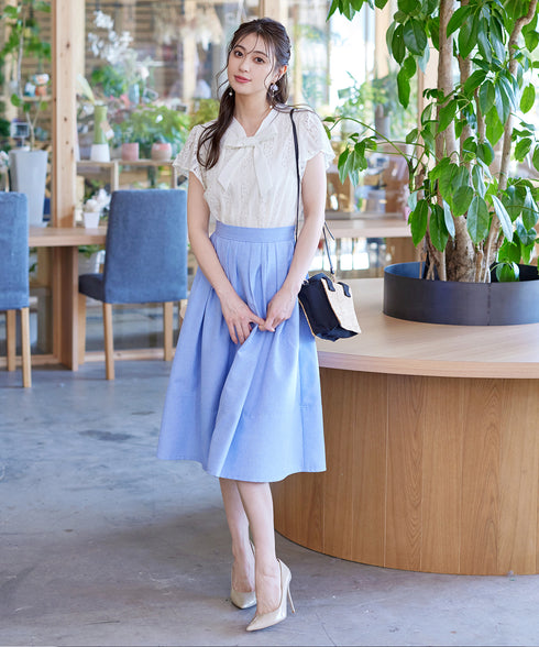 【アウトレット】ボウタイレースブラウス