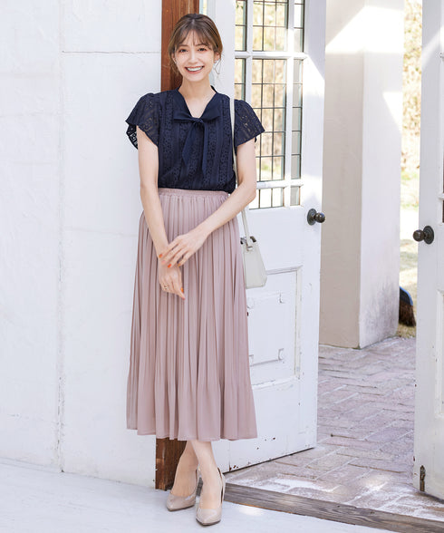 【アウトレット】ボウタイレースブラウス