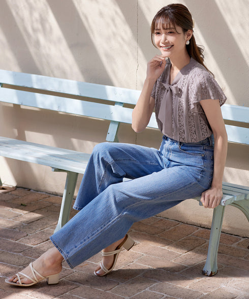 【アウトレット】ボウタイレースブラウス