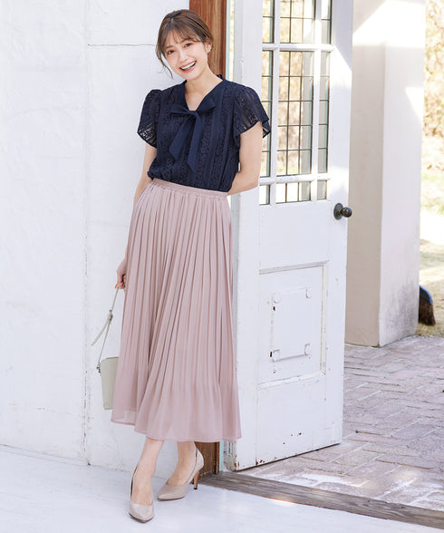 【アウトレット】ボウタイレースブラウス