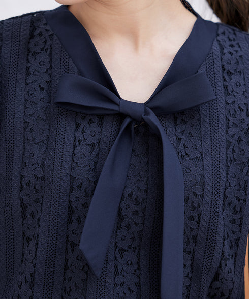 【アウトレット】ボウタイレースブラウス