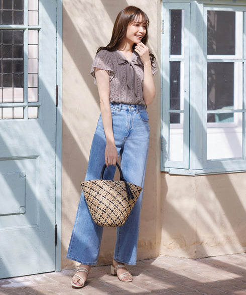 【アウトレット】ボウタイレースブラウス