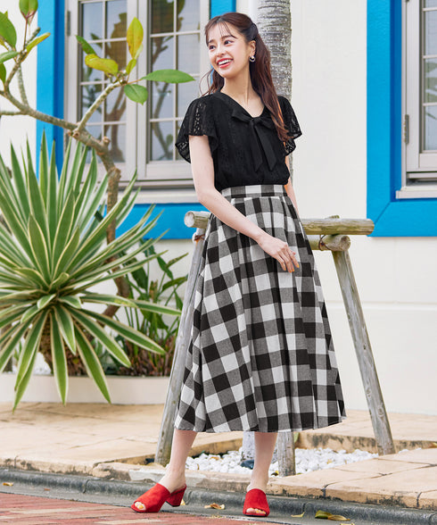 【アウトレット】ボウタイレースブラウス