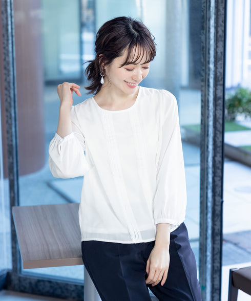 ピンタックレースブラウス