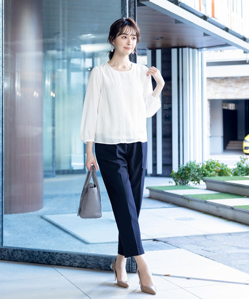 ピンタックレースブラウス