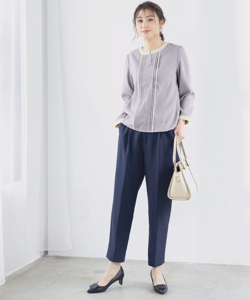 【クリアランスセール】ピンタック配色ブラウス