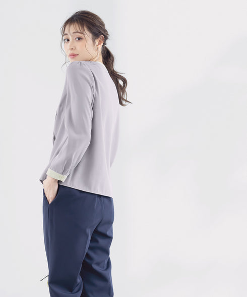 【クリアランスセール】ピンタック配色ブラウス