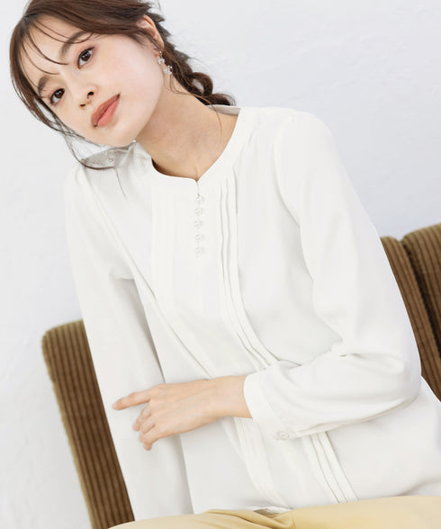 【クリアランスセール】ピンタック配色ブラウス