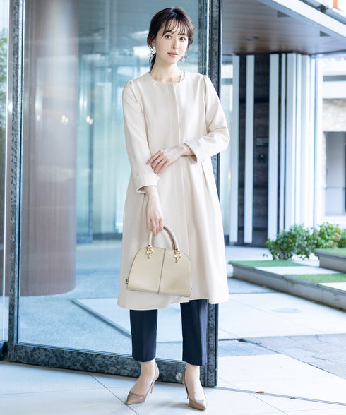 ダブルストレッチ│ノーカラーAラインコート