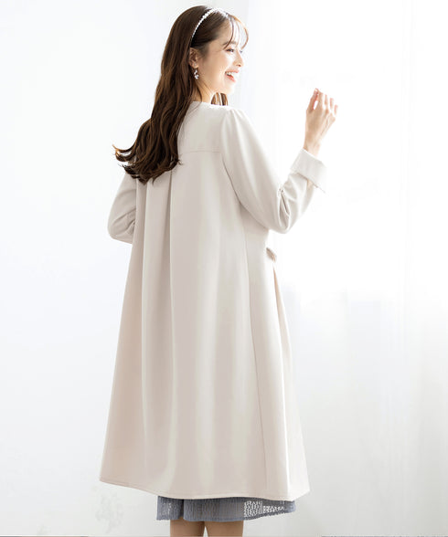 ダブルストレッチ│ノーカラーAラインコート