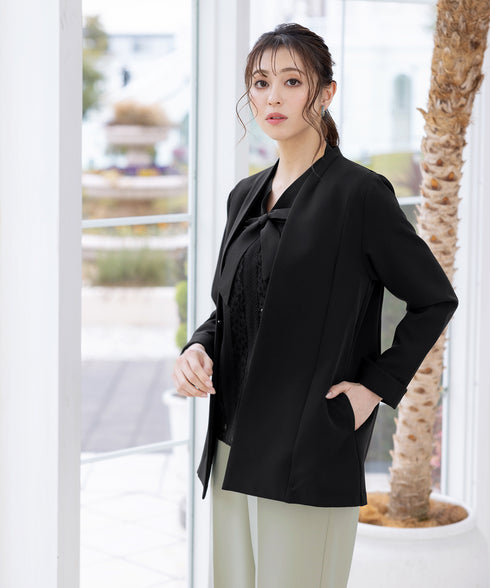 【アウトレット】ダブルストレッチ│カラーレスロングジャケット