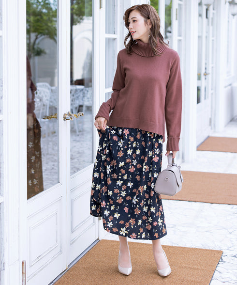 もっちり柔らかいリブタートルプルオーバーニット