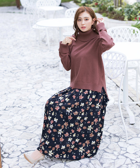 もっちり柔らかいリブタートルプルオーバーニット